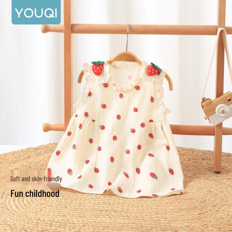 Youqi Baby Girls' Strawberry Print Summer Suspender Dress