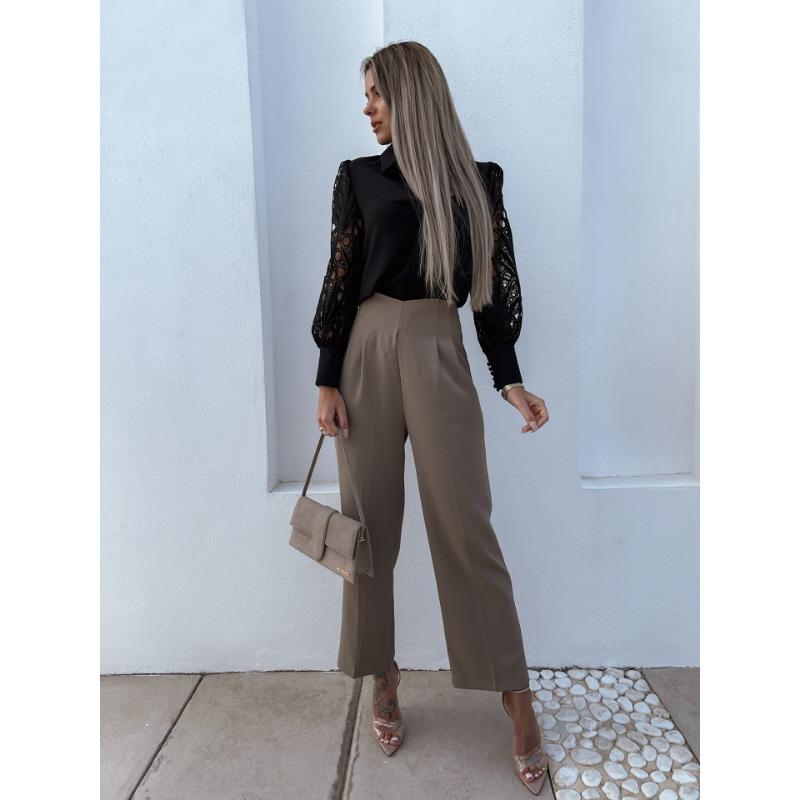 JKASHDK Женская мода, повседневные весенне-осенние однотонные рубашки-поло с длинным рукавом и принтом, блузки и рубашки