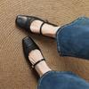 Krazing Pot Cow Skin Spring Summer Size 41 Low Heels Women Square Toe Shallow Pumps