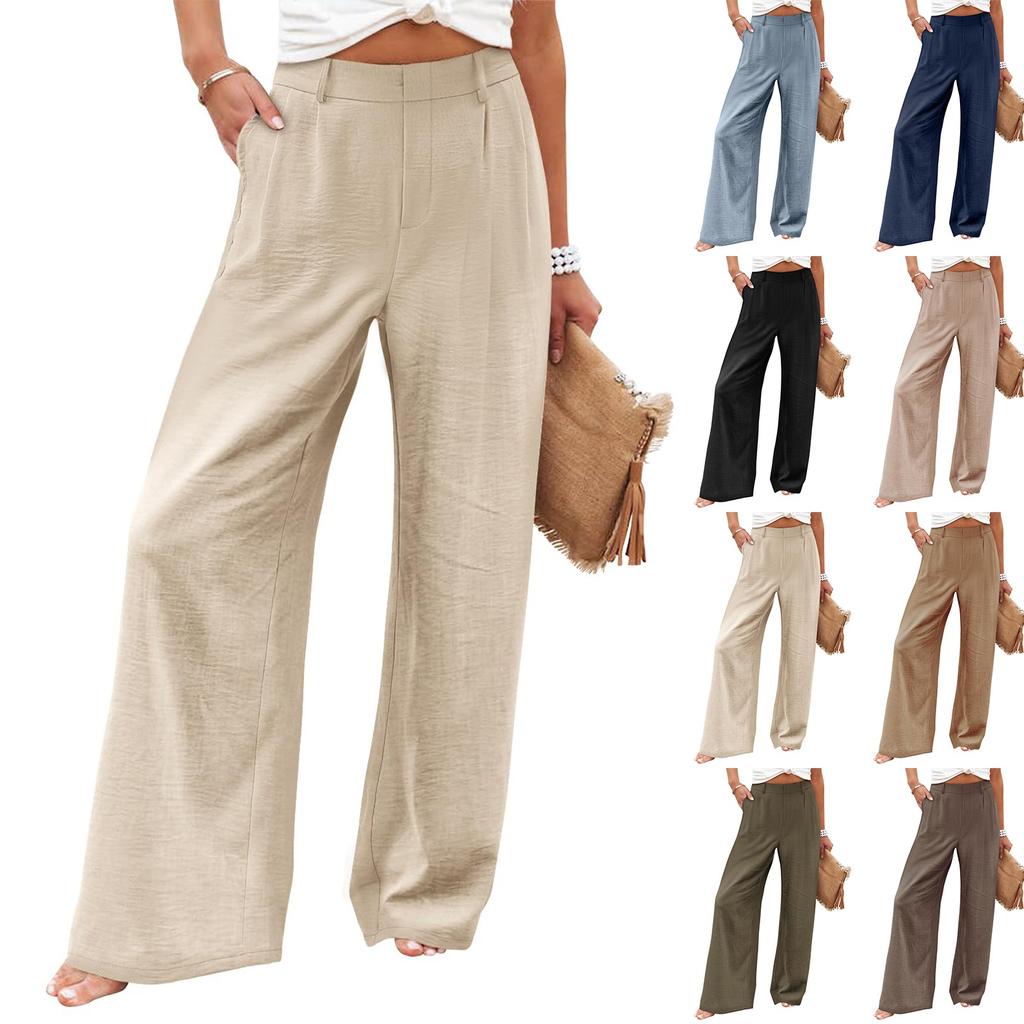 Women's Wide Leg Pants High Elastic Waisted In The Back Business Work Trousers Long Casual Pants