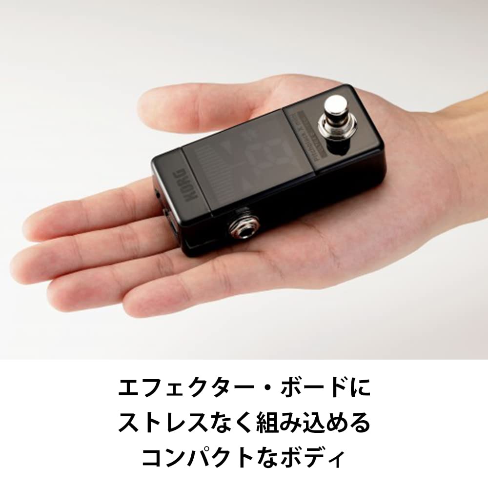 KORG Pitchblack X mini Педальный тюнер для гитары/баса, High Ultra Strobe, Компактный, Экономит место, Точность ±0,1, Буфер, Настройка, PB-X-MINI