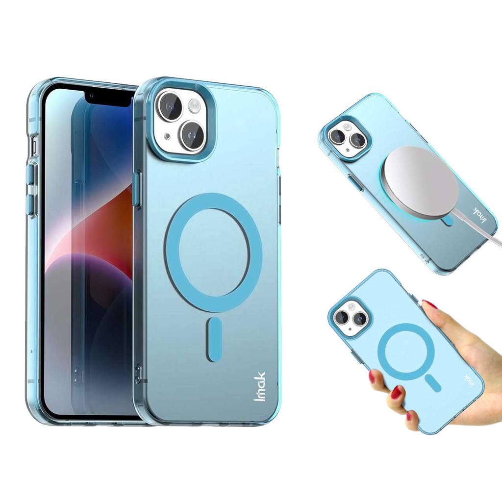 For iPhone 14 Plus Case Compatible with MagSafe Candy Color Anti Drop TPU+PET Back Cover