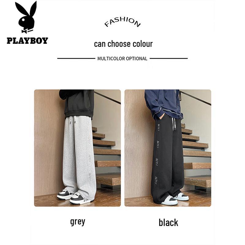 PLAYBOY Мужские повседневные спортивные штаны с вышивкой и флисовой подкладкой