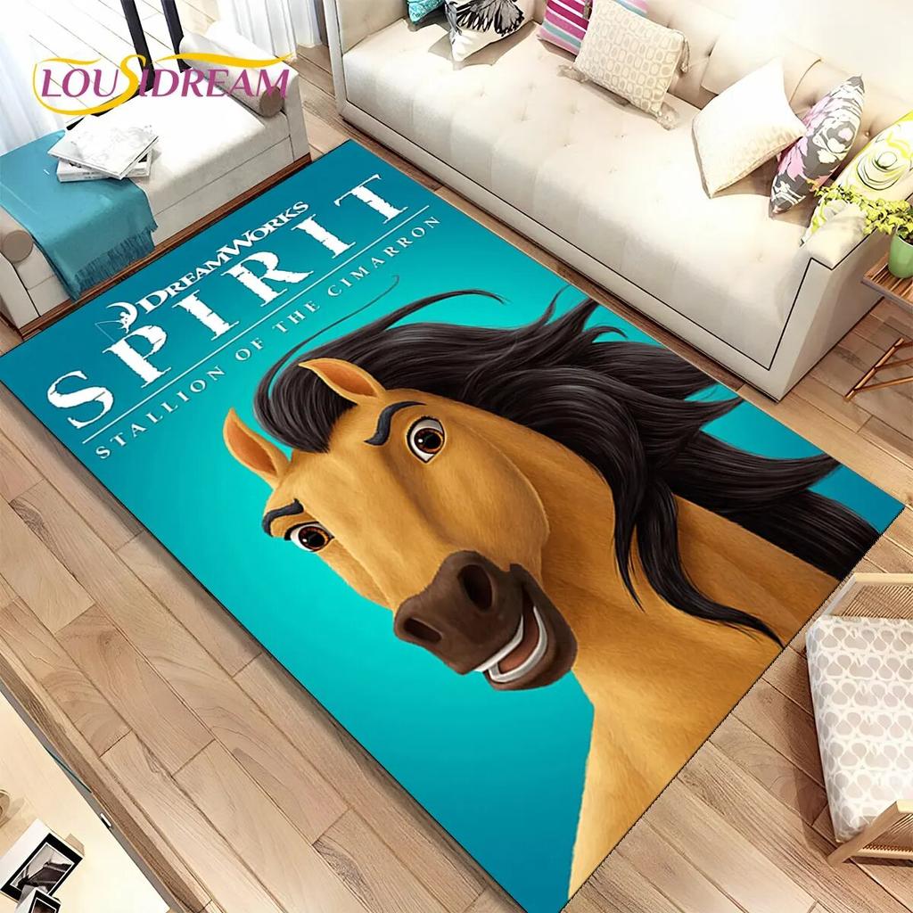 Коврик Spirit Riding Free Horses с мультяшным рисунком, коврик для дома, гостиной, спальни, дивана, коврик для двери, детский нескользящий напольный коврик 3D