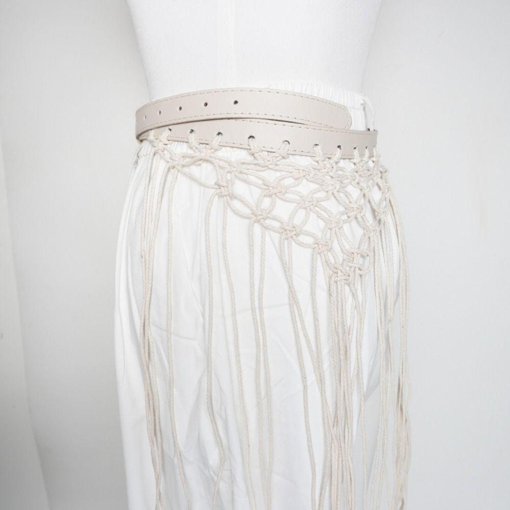 Boho Bohemian Style Belts Retro Woven Tassel Waistband Vintage Tassel Weave Belts  Women
