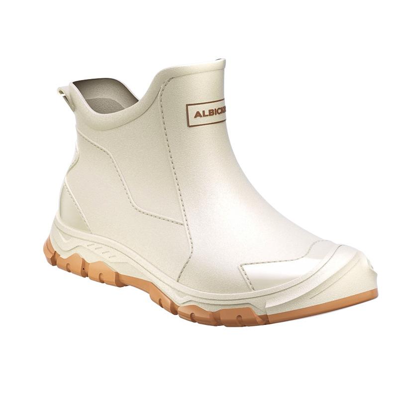 Men's Low Top Waterproof Non-Slip Rubber Rain Boots for Kitchen, Wear-Resistant Chef Shoes, Short Tube Rain Footwear for Car Wash & Takeaway.