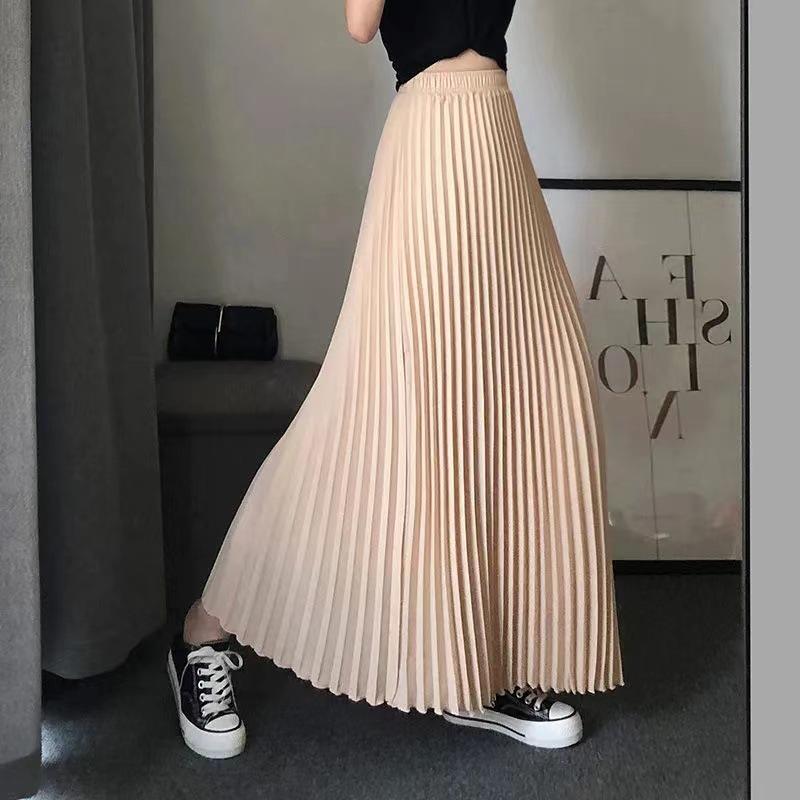 «Женская блестящая плиссированная юбка макси в стиле ретро 2024 года»: Высокая талия, облегающий крой, на весну и лето».