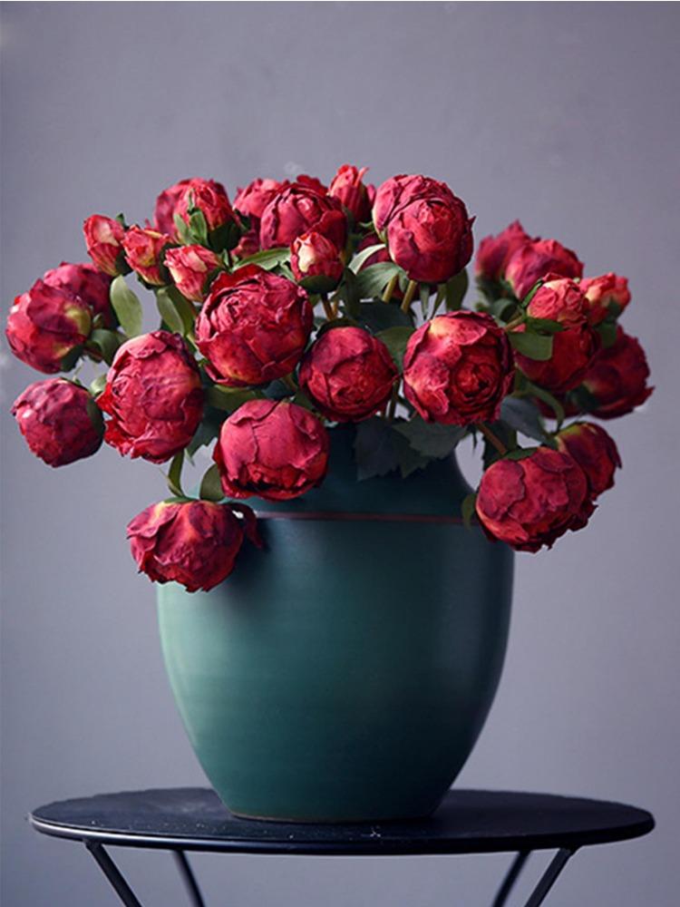 2 букета, винтажные пионы, длинные стебли, шелковые искусственные цветы для свадебного украшения, букет невесты, цветы, поделки, цветочная композиция