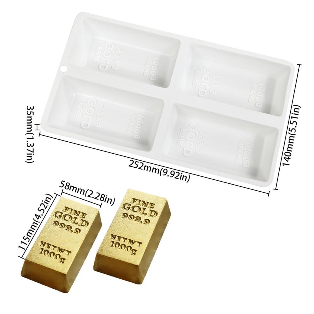 Gold Brick Shape Silicone Molds Making Mousses Cake Molds Decorating Baking Tool for Making Chocolate Fondant Dessert