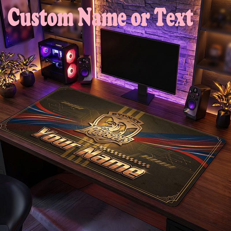 Sydney Roosters Customized Name Text Mouse Pad, Large Desk Mouse Mat Personalized Home Office Present