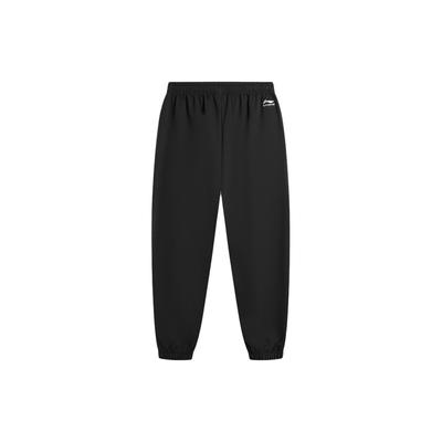 Штаны мужские спортивные с принтом логотипа Li Ning, влагоотводящие, свободного кроя, с манжетами, черные AKLU311-1