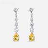 Sterling Silver 100% 925 9*13mm Yellow Water Drop High Carbon Diamond Drop Earrings For Women Sparkling Fine Jewelry Gifts