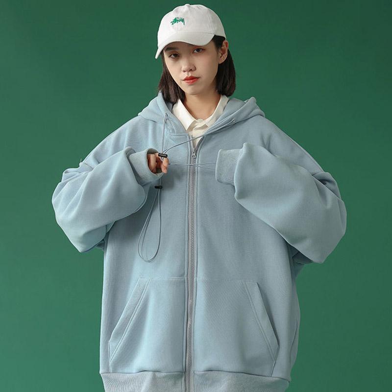 Весенне-осенний стиль, свободный универсальный спортивный кардиган на молнии, свитер с капюшоном, женское пальто
