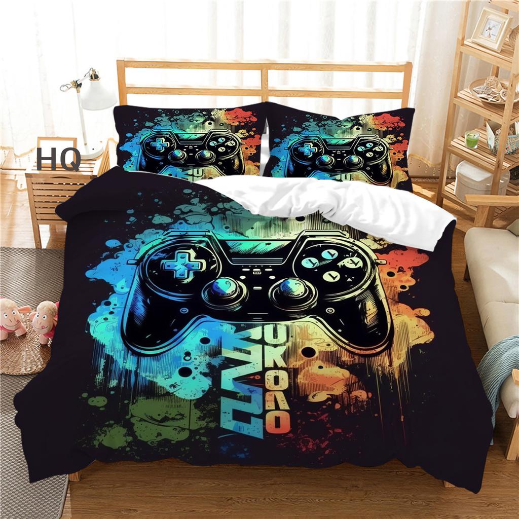 Комплект постельного белья с 3D-плеером, игровая ручка, пододеяльник, наволочка, 2/3 шт., подходит для любителей игр, для мальчиков, для мужчин, для комнаты, на молнии, украшение для дома