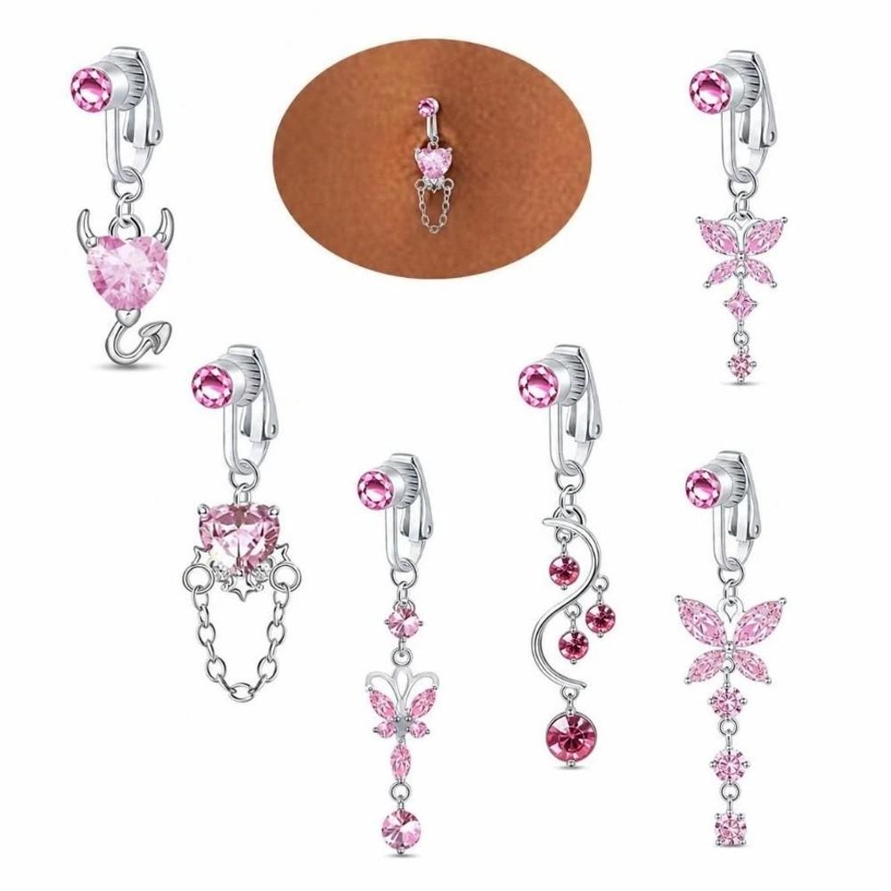 Butterfly Design Fake Belly Ring Zircon Belly Button Rings Navel Rings Fashion Accessory