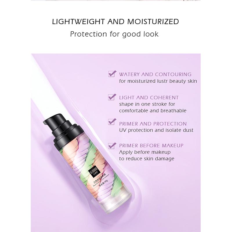 3 Color Isolation Cream Face Makeup Base Cream 40g Lasting Moisturizing Waterproof Oil-controlling Delicate Moisturizing and Brightening Skin Tone