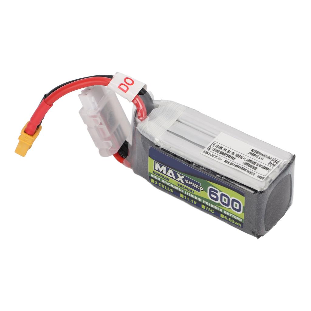 11.1V 600mAh 3S 75C Lipo Battery Pack with XT30 Plug RC Battery for RC Airplane Drones