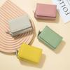 [Yocipa] Genuine leather compact multifunctional Wallet ladies leather tri-fold mini wallet skimming prevention coin purse card holder Coin case small