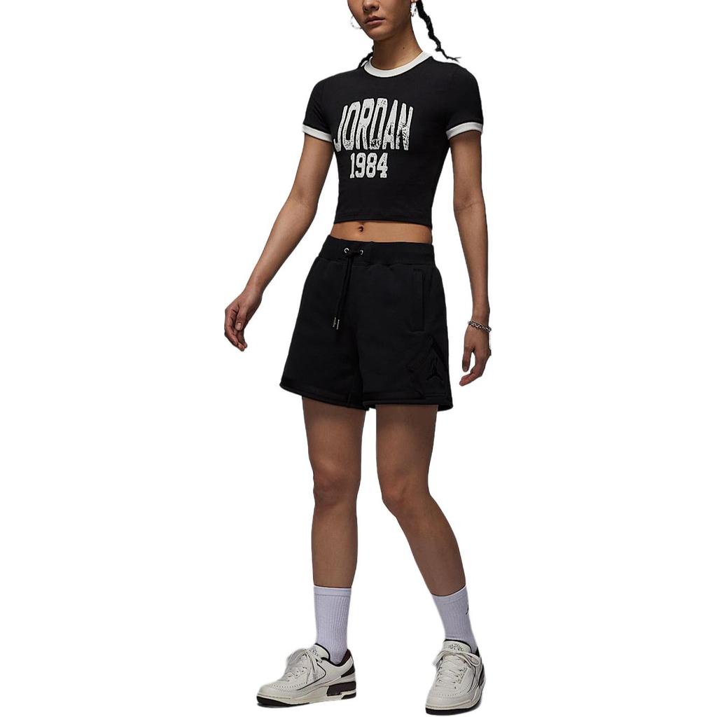 Women's Jordan T Shirts Women's Black Crew Neck Moderate