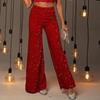 Женские брюки Эластичные с высокой посадкой Широкие брюки Блестящий дизайн Блестки Повседневные брюки Вечеринки Отпуск Уличная одежда