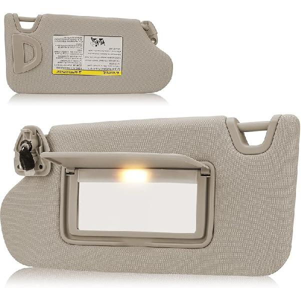 Right Passenger Side Sun Visor With Light For Nissan Altima 2013 2014 2015 2016 2017 2018, Without Sunroof Replaces 96400-3TA2A Gray