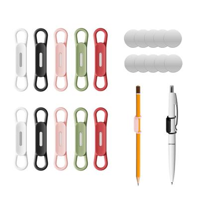 UMUST Набор из 10 магнитных держателей для ручек с силиконовым зажимом, регулируемый держатель для карандашей, портативный держатель для ручек, магнитный держатель для ручек iPad для гелевых ручек, сухой