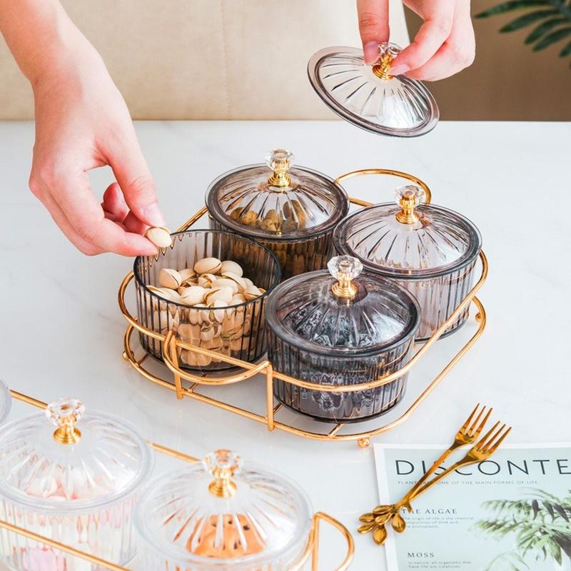 Тарелка для сухофруктов Nordic, закусочная тарелка, прозрачная круглая тарелка для фруктов, закусочная тарелка-решетка, поднос для закусок, железная коробка с крышкой, поднос для десертов