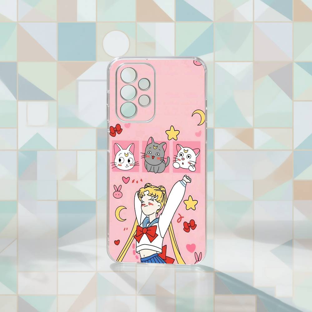 Чехол для телефона Anime S-Sailors M-Moons для Samsung S25,S24,S21,S22,S23,S30,Ultra,S20,Plus,Fe Прозрачный чехол