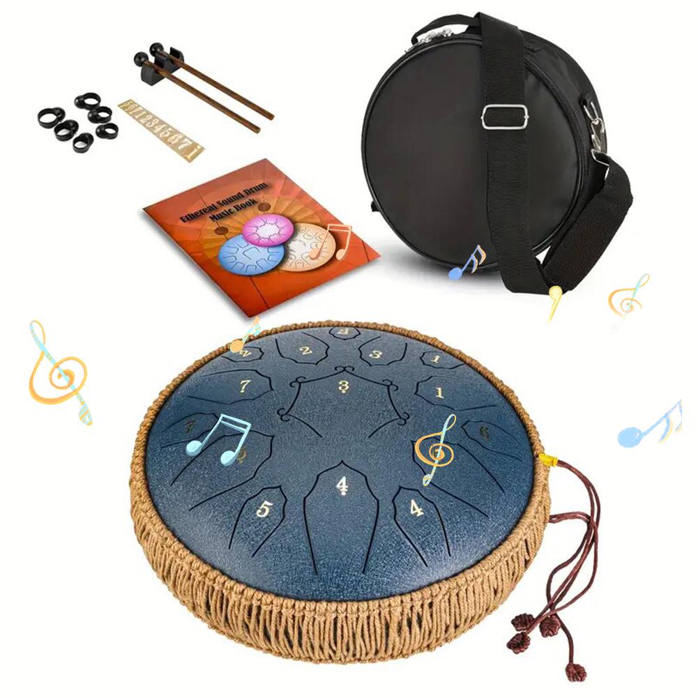 12 Inch D Tone Ethereal Drum Yoga Meditation Sound Healing 15 Notes Percussion Musical Instrument Child Beginner Hand Drum Acces