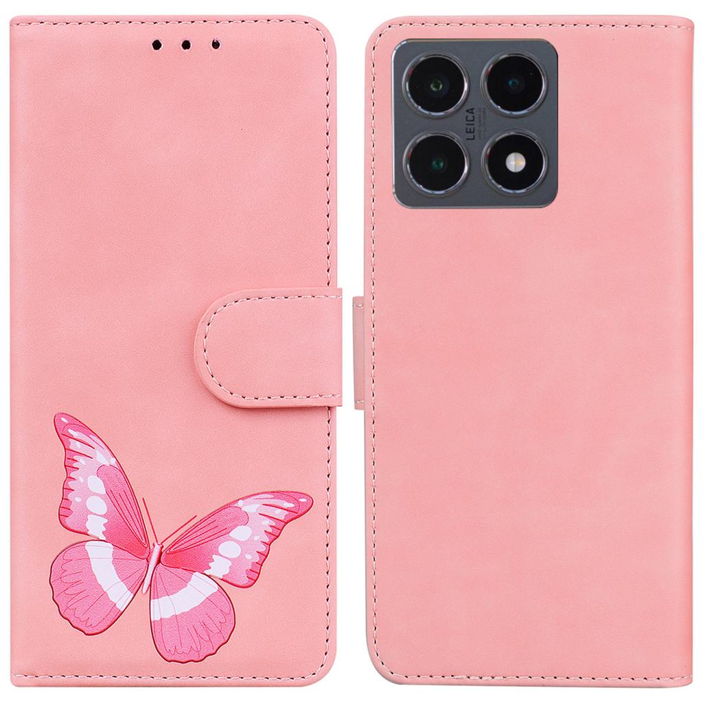 For Xiaomi 15T Stand Case PU Leather Phone Cover Butterfly Printed
