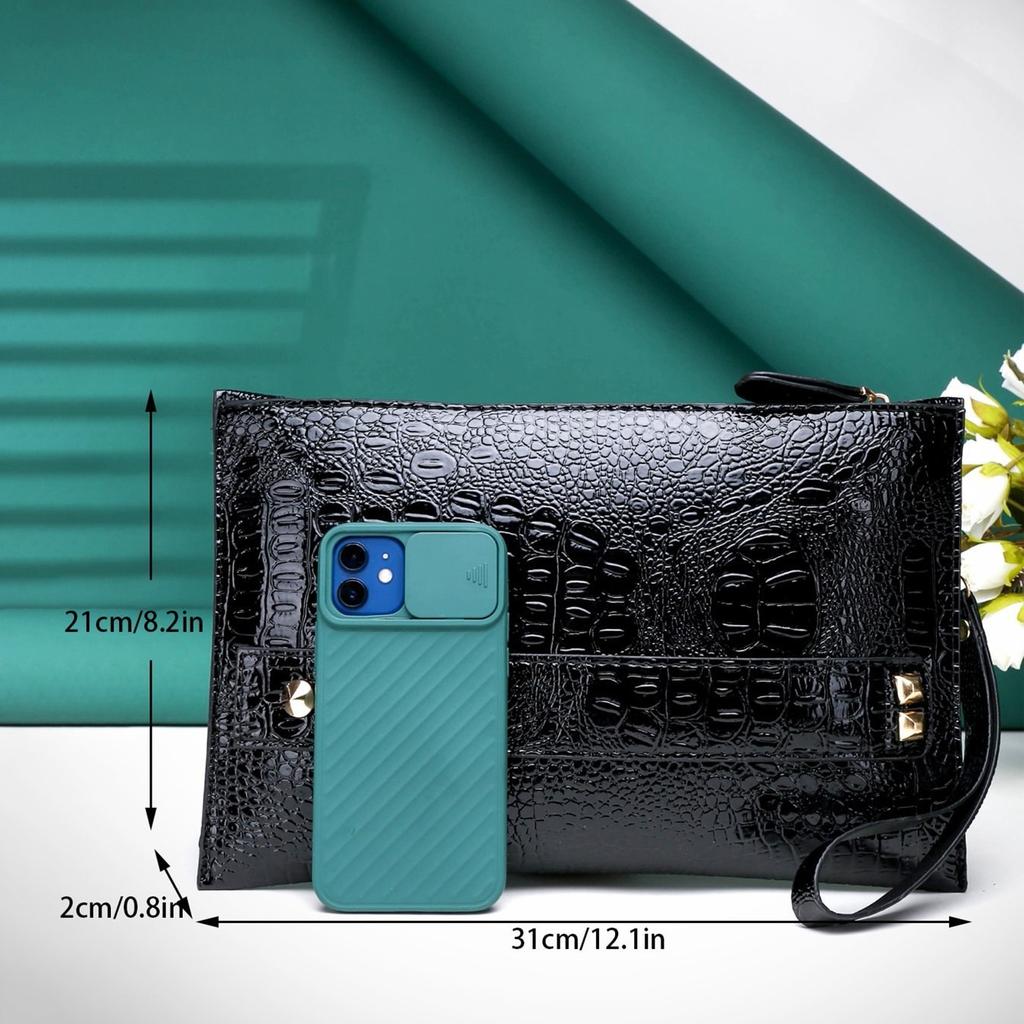 Высококачественный трансграничный простой модный универсальный клатч женский с узором аллигатора и личи для корпоративной вечеринки