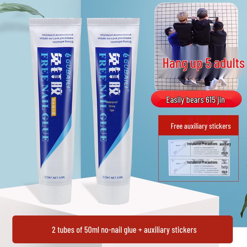 Многофункциональный клей: Без гвоздей, Прочный, Идеально подходит для плитки в ванной комнате, зеркал и стекла.