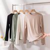 2025 Autumn Silk Wool Crew Neck T-Shirt: Slimming, Warm, Solid Color, Skin-Friendly