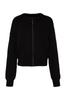 Women's Fashionable Stylish Cardigan Black Wide Fit Bomber Collar Zippered Knitwear Cardigan
