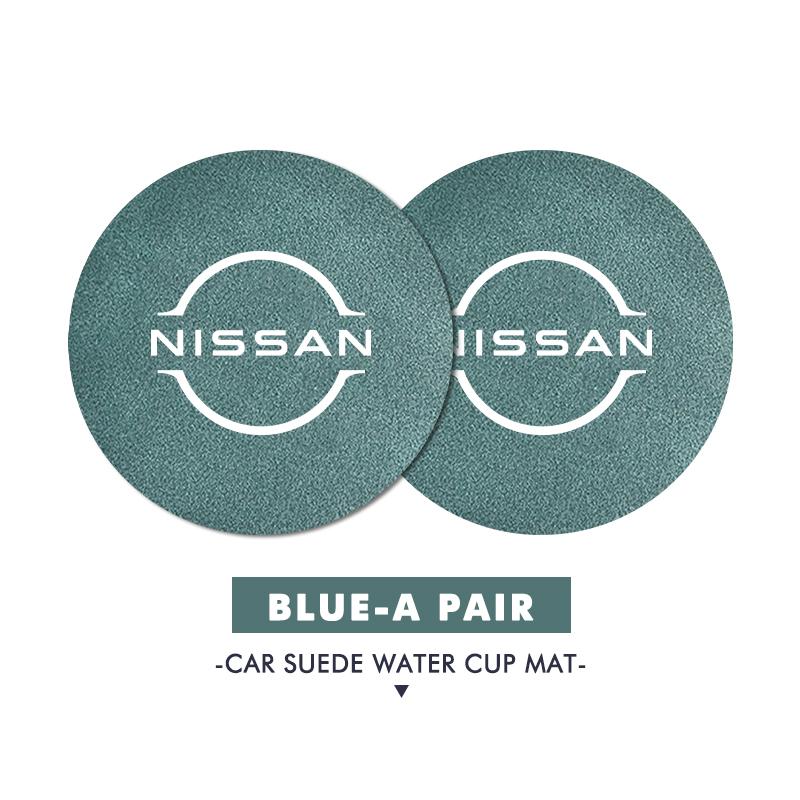 For Nissan 2pcs Car Coasters Anti-Slip Pad Water Cup Holder Slot Pad Pulsar Skyline Patrol Navara Micra X-Trail