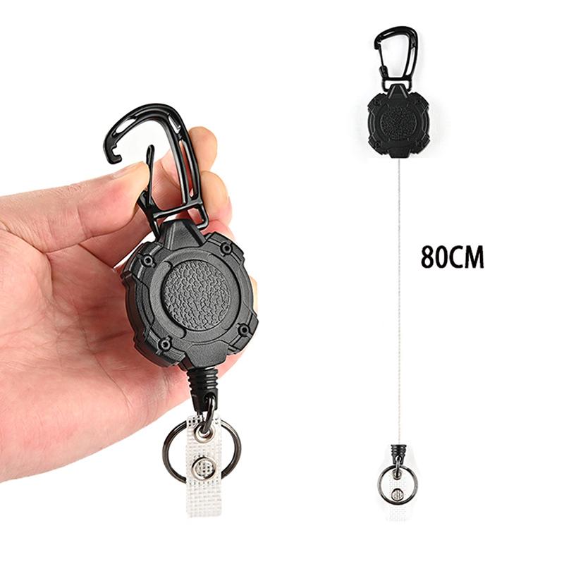 1Pc Anti-Theft Metal Easy-To-Pull Buckle Elastic Keychain Retractable Key Ring