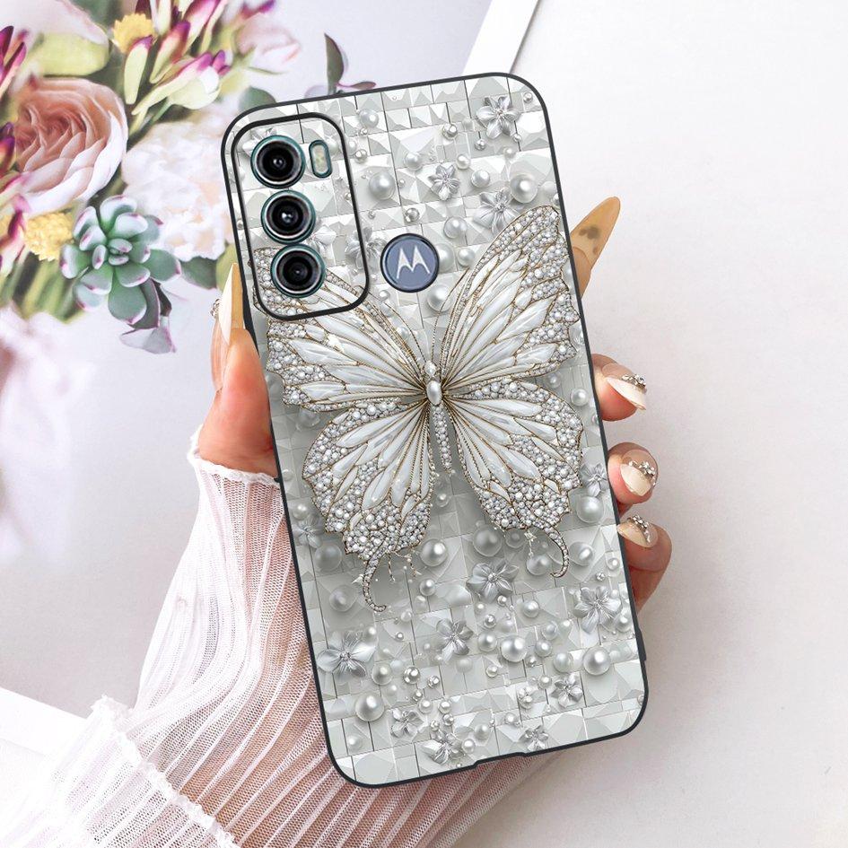 Case For Motorola Moto G60 Cover 6.8" Popular Butterfly Flower Soft Black Silicone Phone Case For Motorola Moto G40 Fusion Shell