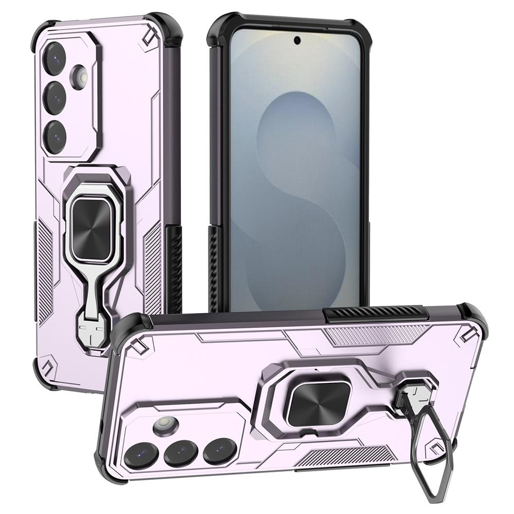 For Samsung Galaxy S25+ Case Rotatable Ring Kickstand PC+TPU Shockproof Phone Cover