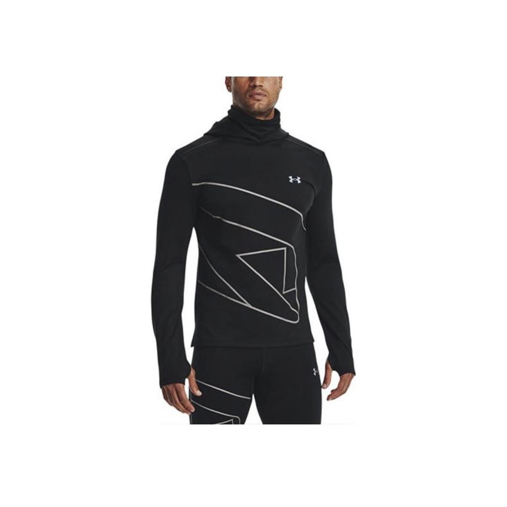 Under Armour Облегающая толстовка с капюшоном для бега, мужская толстовка, черная 1365672-001