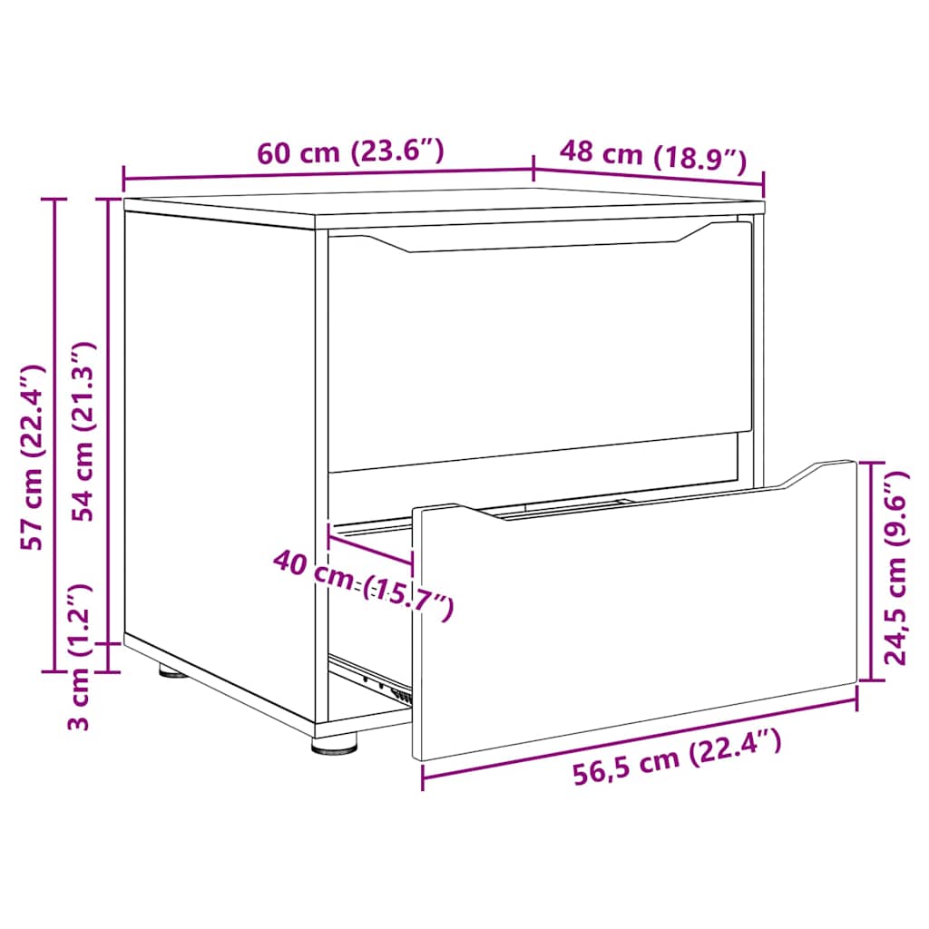 Storage Cabinet 60 x 48 x 57 cm Engineered Wood