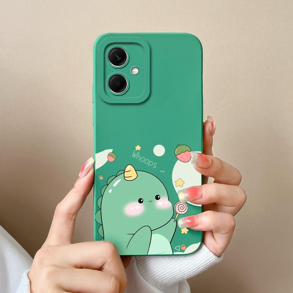 Жидкий силиконовый чехол для Xiaomi Redmi Note 12 Pro + 12S 12R Note 8 9 10 11 Pro, противоударный чехол с милым динозавром, матовый чехол с защитой от падения, для бампера Redmi