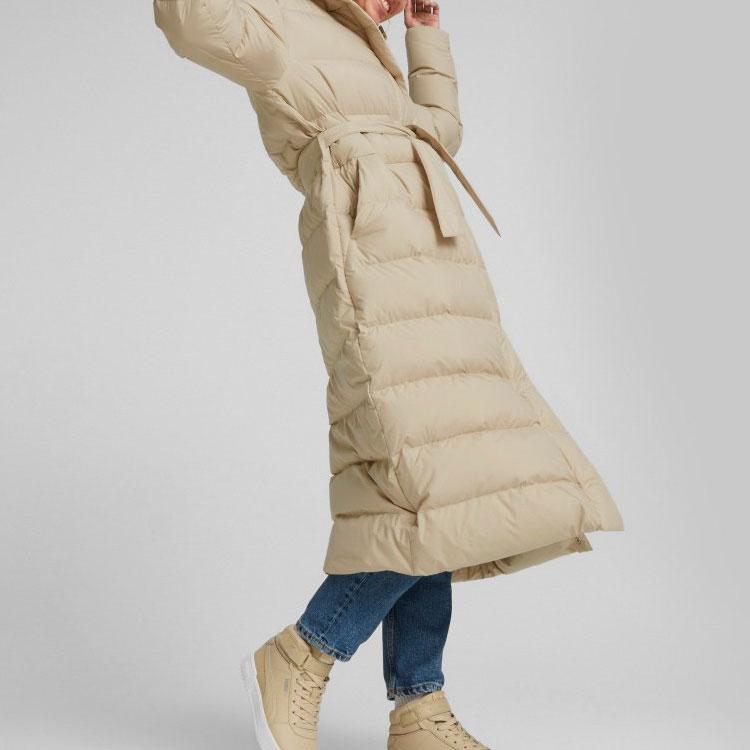 Puma Пуховик с капюшоном и логотипом, женская куртка, желтая 672278-67