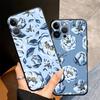 Чехол для Apple iPhone 17 Pro Max 11 16 12 14 15 Pro 7 8 13 XR XS MAX Air Funda Чехол для телефона Мультяшный Синий Цветок