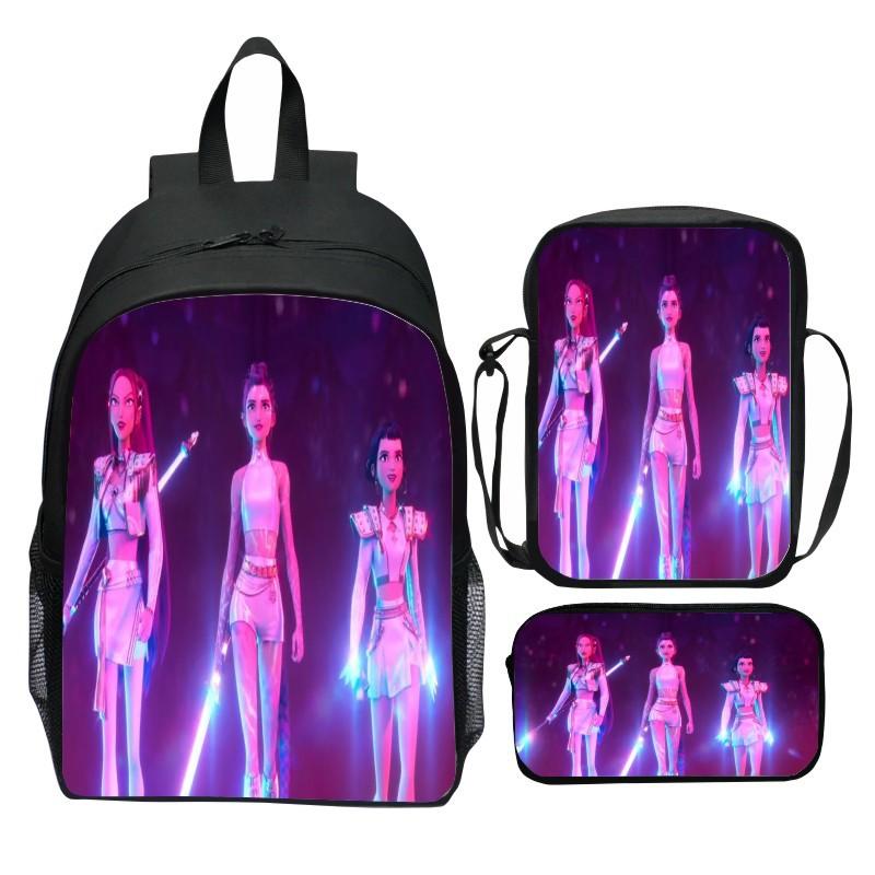 Новый принт Hunter Demon Girl Group Huntrix Kpop набор из трех предметов школьный портфель мультяшный рюкзак для начальной школы для мальчиков и девочек CLE