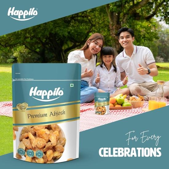 Happilo Premium Abjosh 200 г, натуральные сухофрукты Munakka, крупный золотистый изюм, натуральный сладкий, вкусный и полезный перекус, без искусственных ароматизаторов
