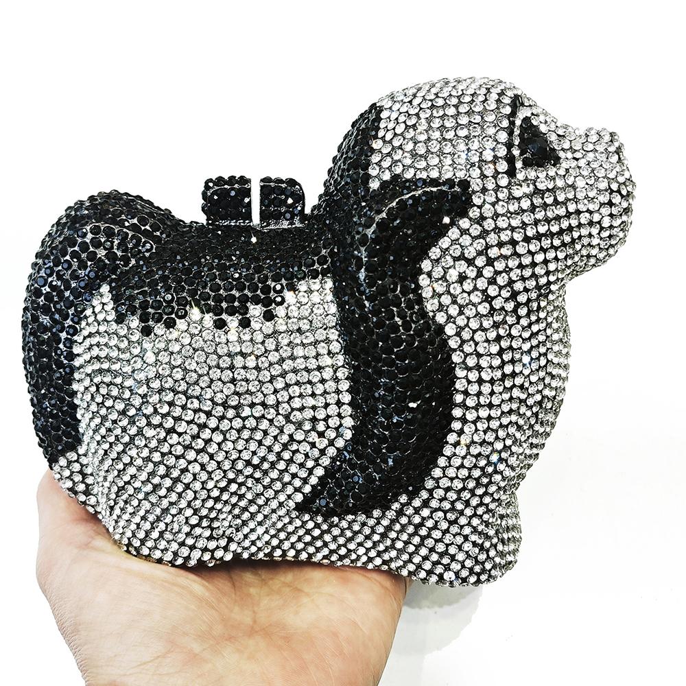 Puppy Diamond Evening Bag Dog Crystal Handbag Rhinestone Bags Wedding Bridal Purse Luxury Crystal Clutches Women Party Purses