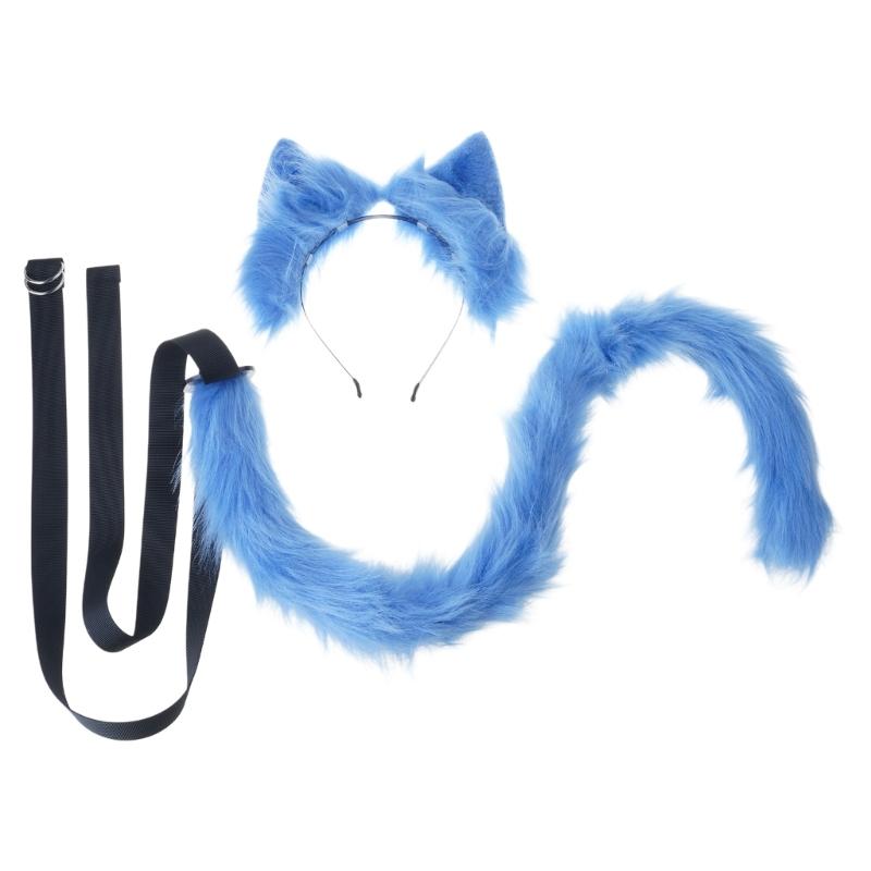 Cartoon Ears Tail Set Masquerade Halloween Cats Cosplay Party Costume Ear Hairhoop Headwear Lolita Accessories