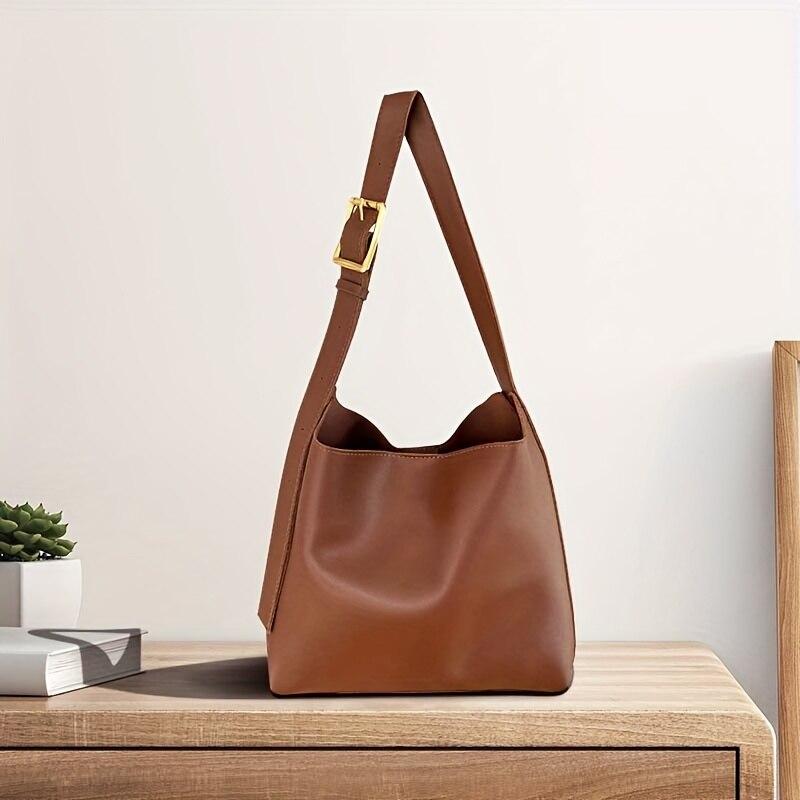 Women Shoulder Bag Solid Fashion Handbag Crossbody Bag Women's Minimalist PU Leather Bag for Work