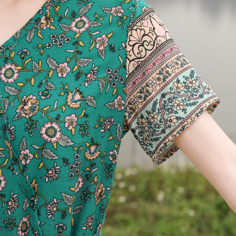 Элегантное женское летнее платье большого размера с коротким рукавом длинное платье женская винтажная одежда