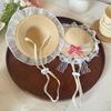 Mini Pet Straw Hat with Lace Adjustable Sun Protection Straw Hat with Bow Handwoven Outdoor Pet Accessory for Small Cats And Dogs